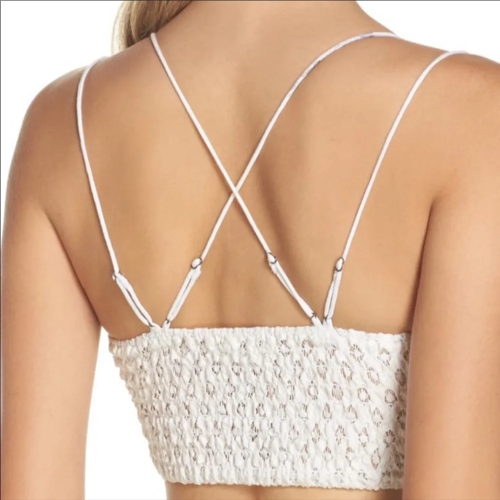 Plus Size Lace Bralette Bra Strappy Cage Back BKACK WHITE - Picture 5 of 6